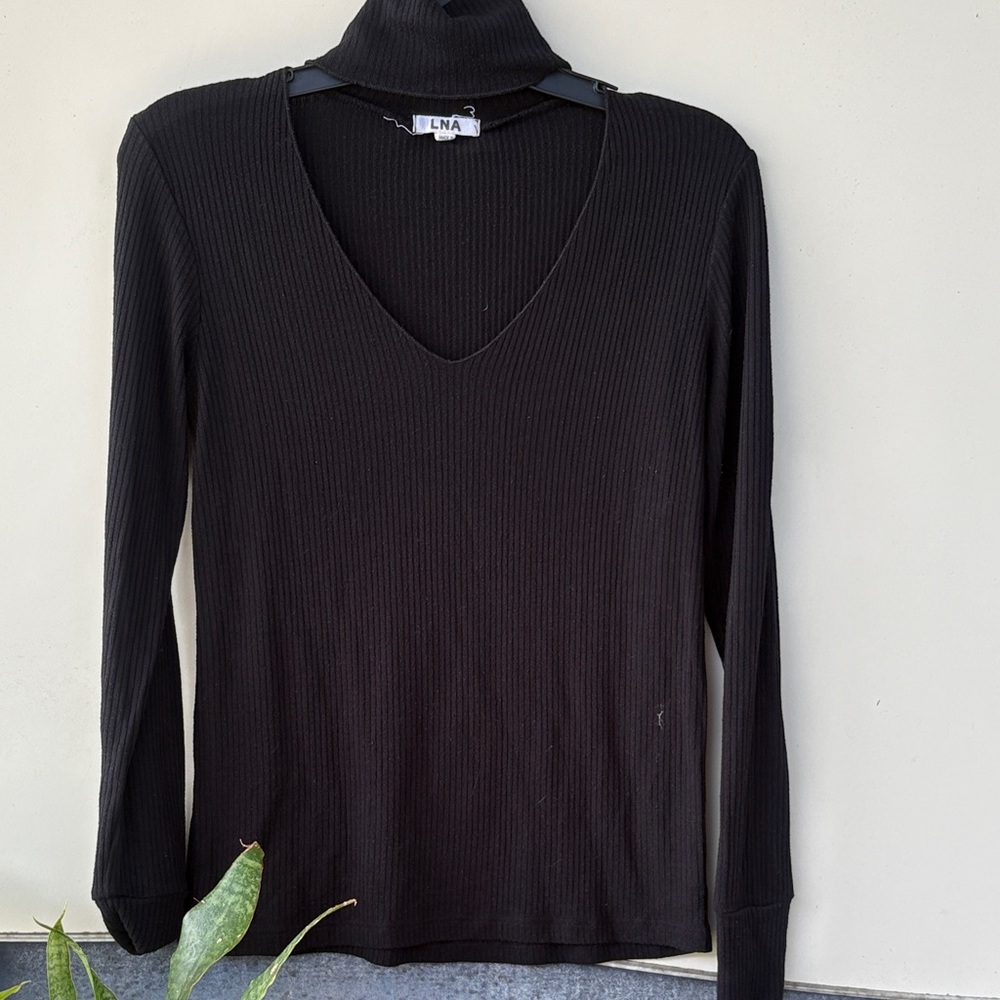 Turtle neck with v neck long sleeve shirt